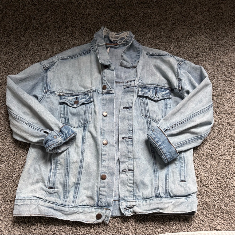 Free People Denim Trucker Jacket - Picture 3 of 6